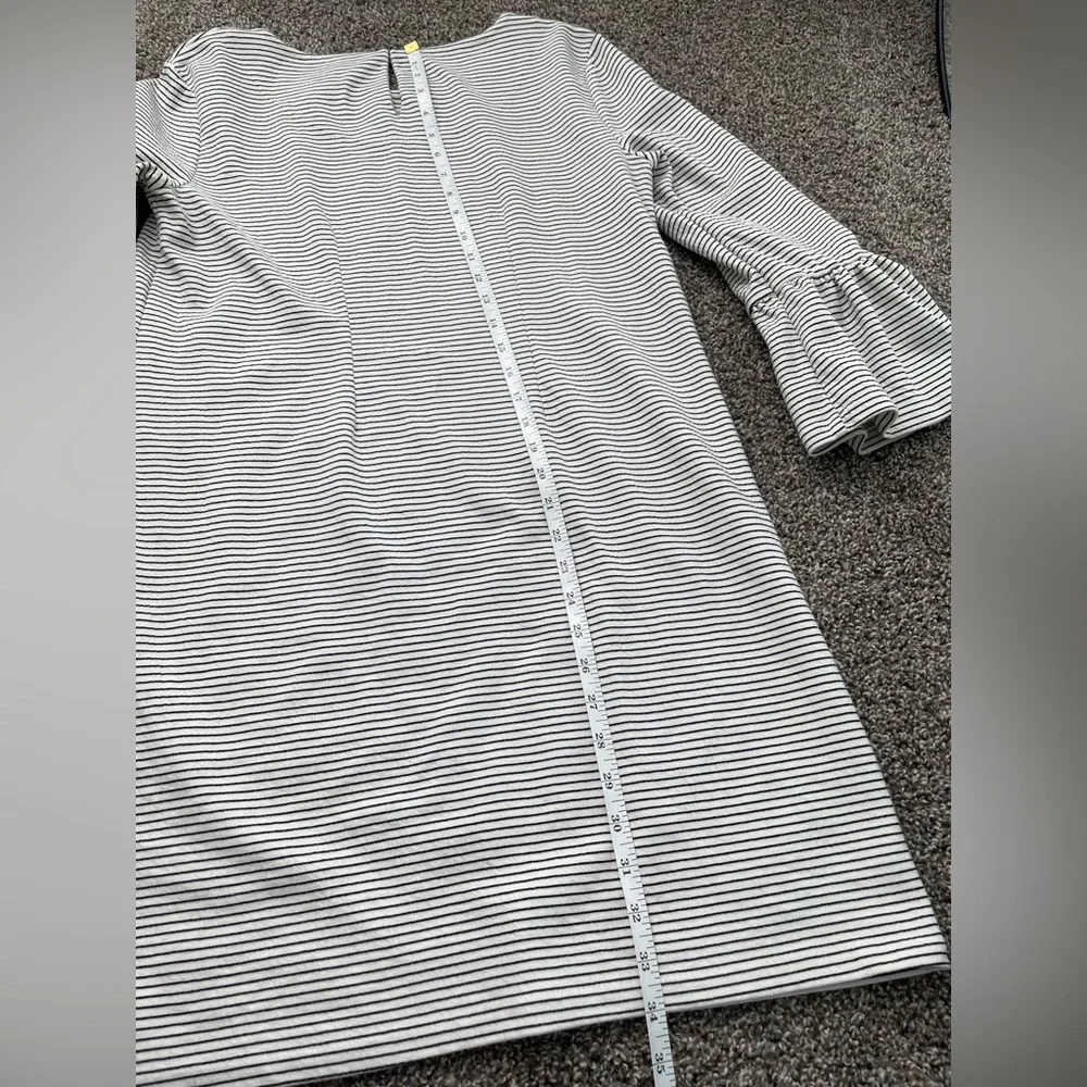 J. Crew Gray Sheath Dress with Bell Sleeves Medium size black and white cotton - Picture 12 of 15